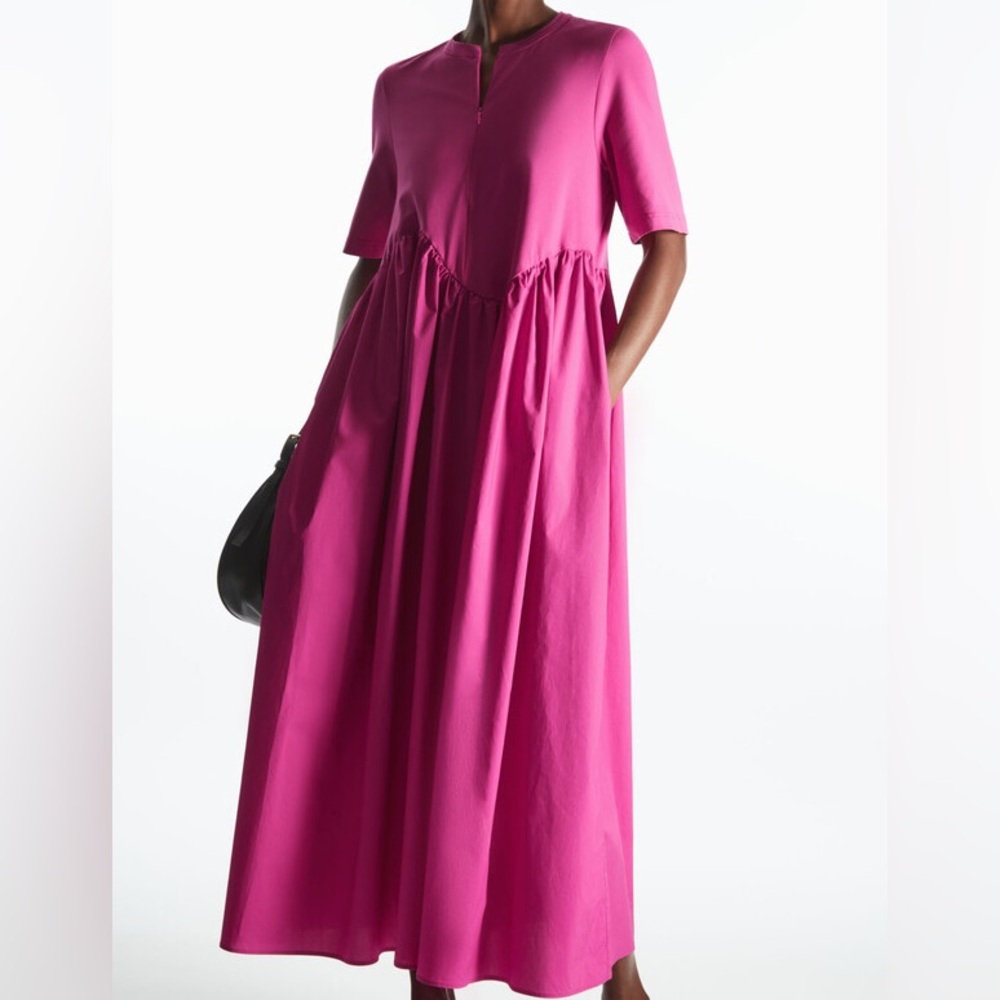 COS cotton pink midi dress